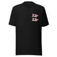 Load image into Gallery viewer, Pink XO Hugs and Kisses Valentine's Day T-Shirt | red, black and white