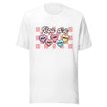 Load image into Gallery viewer, You are brave, sweet, and smart candy heart on checkerboard Valentine's Day t-shirt (on red and white)