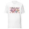 You are brave, sweet, and smart candy heart on checkerboard Valentine's Day t-shirt (on red and white)