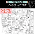 Load image into Gallery viewer, Printable First Grade October Daily Math Worksheets