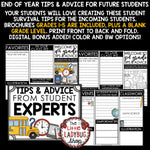 End of the Year Writing Activities, Letter of Advice to Next Years Students
