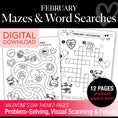 Load image into Gallery viewer, Printable February Mazes and Word Searches