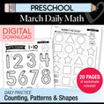 Load image into Gallery viewer, Printable Preschool March Daily Math
