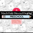 Load image into Gallery viewer, Printable Preschool March Directed Drawing Worksheets