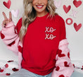 Load image into Gallery viewer, Pink XO Hugs and Kisses Valentine's Day T-Shirt | red, black and white