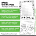 Load image into Gallery viewer, Printable March Writing Pages
