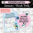 Load image into Gallery viewer, Printable Kindergarten January Week 2 Resources