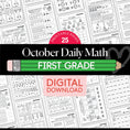 Load image into Gallery viewer, Printable First Grade October Daily Math Worksheets