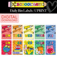 Load image into Gallery viewer, Printable Bright Rainbow Daily Bin Labels | School Days