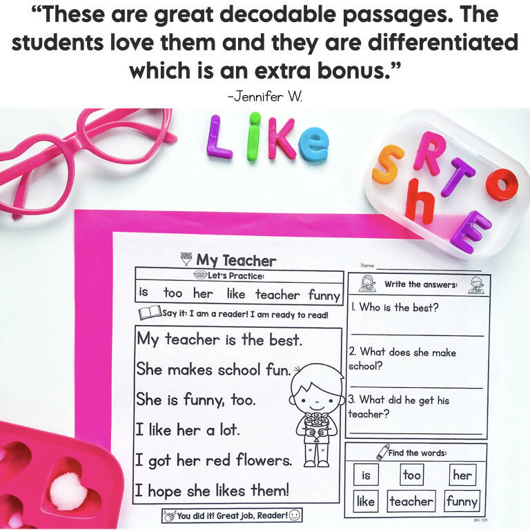 Valentine's Day Reading Passages with Comprehension for February | Printable Classroom Resource | Literacy with Aylin Claahsen