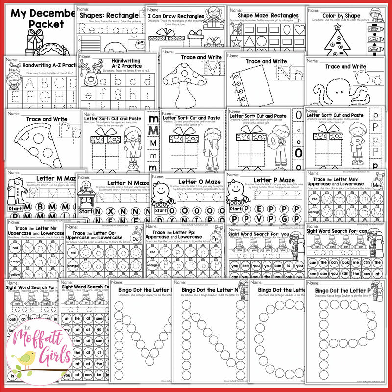 Preschool December NO PREP Packet | Printable Classroom Resource | The Moffatt Girls