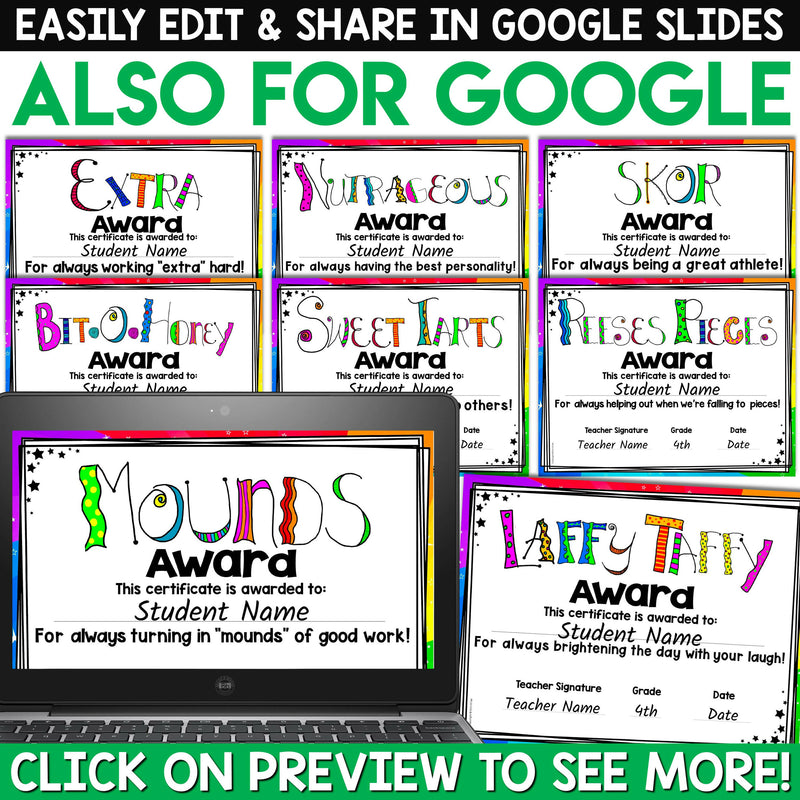 End of the Year Awards Certificates EDITABLE Classroom Student Awards Bundle