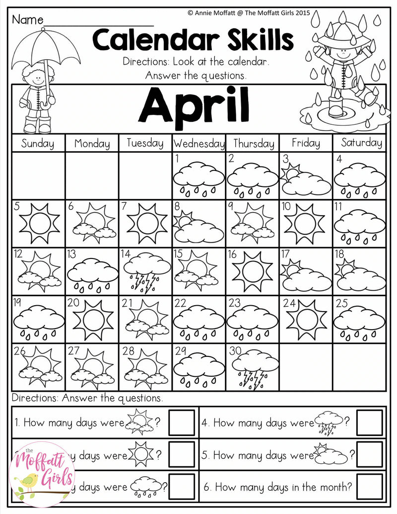 Kindergarten April NO PREP Packet | Printable Classroom Resource | The Moffatt Girls