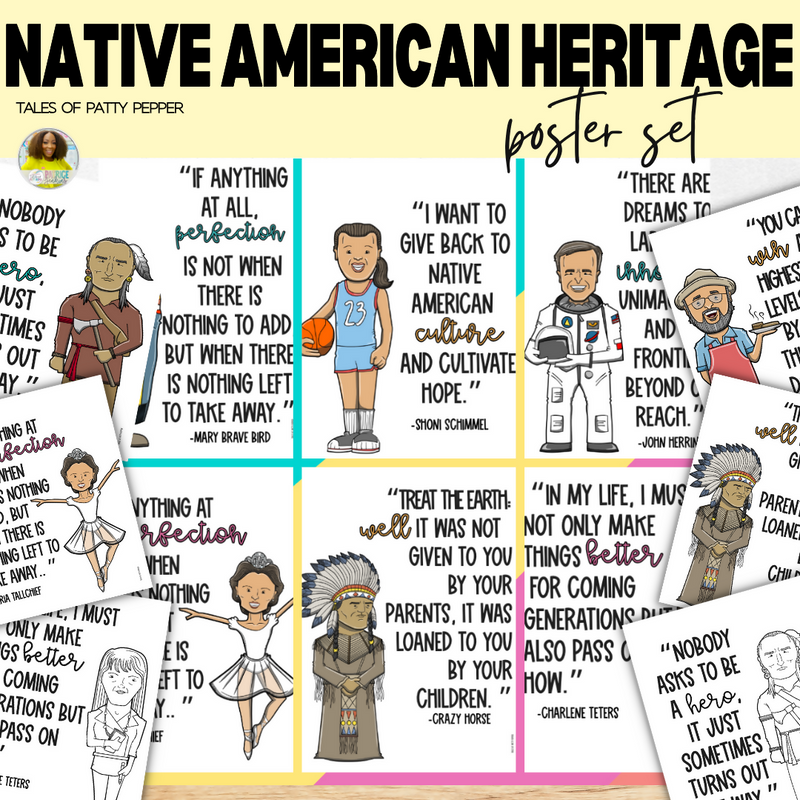Native American Heritage Month: Quote Poster Set | Printable Classroom Resource | Tales of Patty Pepper