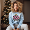 Pink Checkered Merry & Bright Chenille Patch | Sweatshirt | Crafting by Mayra | Hey, TEACH!