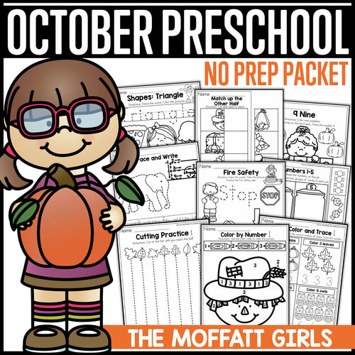 Preschool October No Prep Packet by The Moffatt Girls