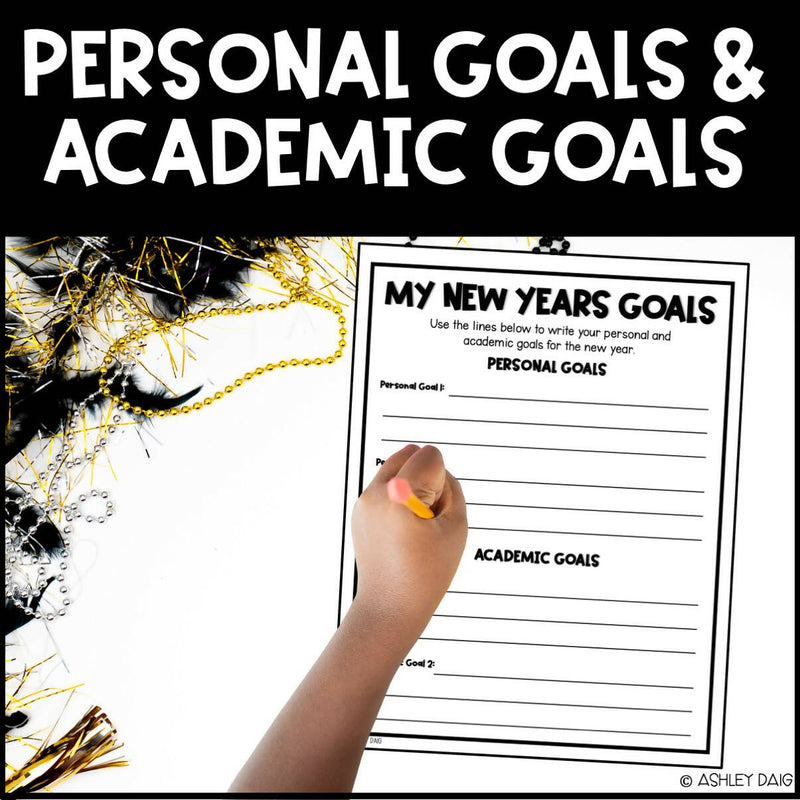 New Year 2024 Printable New Years Goal Setting Activity | New Years Resolutions | Printable Classroom Resource |  Ashley's Golden Apples