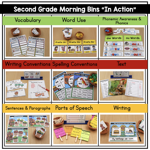 2nd Grade November Morning Bins | Printable Classroom Resource | The Moffatt Girls