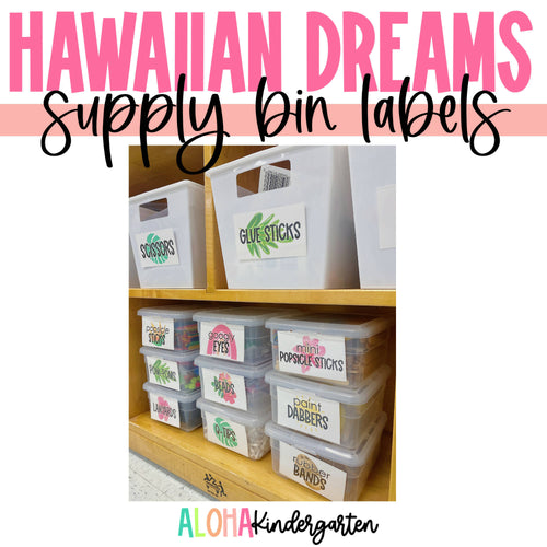 Hawaiian Dreams Supply Bin Labels by Aloha Kindergarten