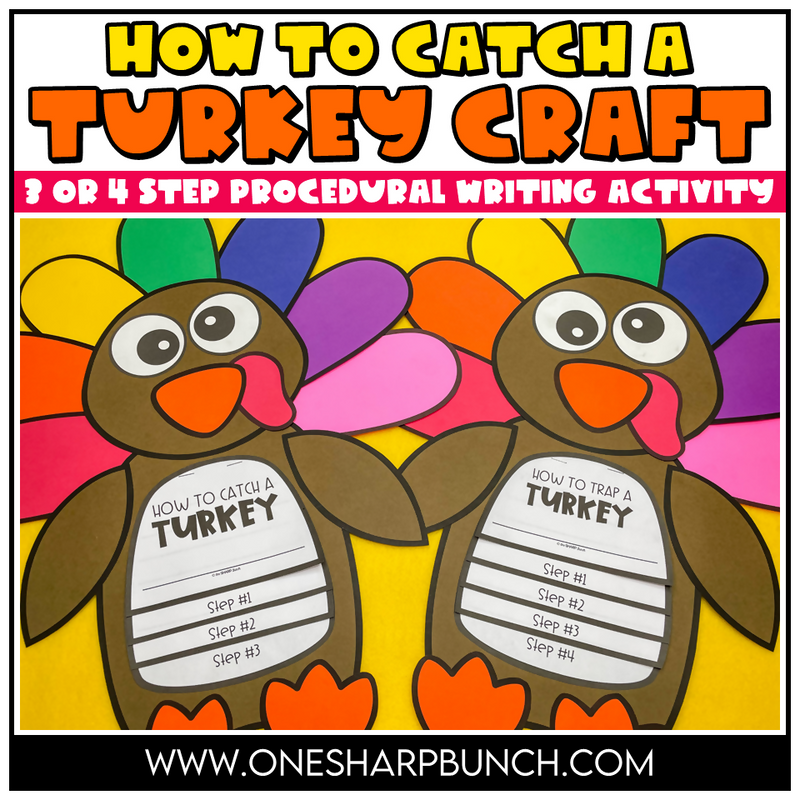How to Catch a Turkey Trap Thanksgiving Writing Craft for Bulletin Board | Printable Classroom Resource | One Sharp Bunch