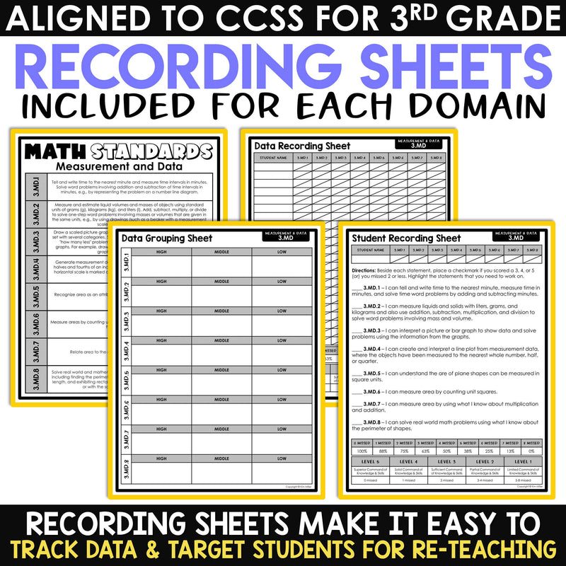 3rd Grade Math Review Worksheets Assessments Homework Morning Work Test Prep