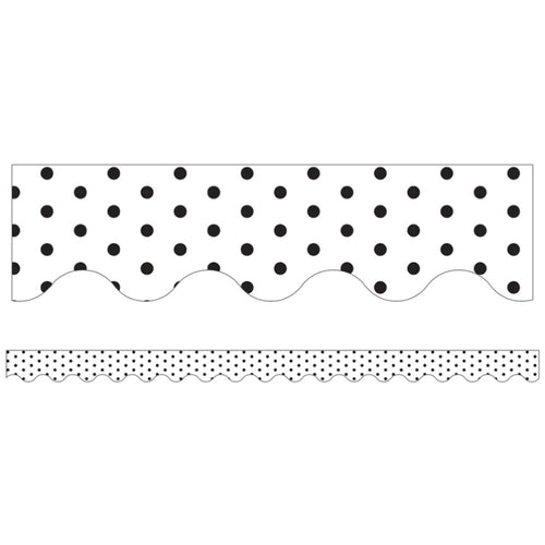 White and Black Dots Classroom Bulletin Board Border by Schoolgirl Style