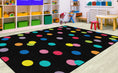 Load image into Gallery viewer, Rainbow Polka Dots Classroom Rugs by Schoolgirl Style