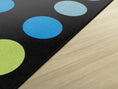 Load image into Gallery viewer, Rainbow Dots on Black Seating Classroom Rug by Schoolgirl Style