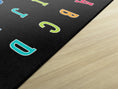 Load image into Gallery viewer, Rainbow Alphabet on Black Sit Spots Classroom Rug by Schoolgirl Style