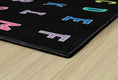 Load image into Gallery viewer, Rainbow Alphabet on Black Sit Spots Classroom Rug by Schoolgirl Style
