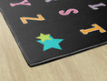 Load image into Gallery viewer, Rainbow Alphabet on Black Sit Spots Classroom Rug by Schoolgirl Style