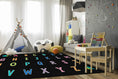 Load image into Gallery viewer, Rainbow Alphabet on Black Sit Spots Classroom Rug by Schoolgirl Style