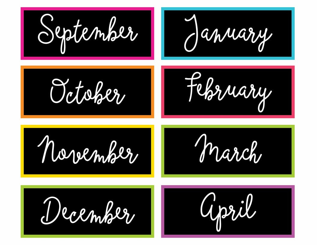 calendar-set-print-shop-version-neon-pop-schoolgirl-style for Free Printable Months Of The Year For Bulletin Board Calendar Set - Print Shop Version | Neon Pop | Schoolgirl Style for Free Printable Months Of The Year For Bulletin Board