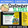 September Back to School Morning Meeting Slides Daily Agenda Greeting EDITABLE