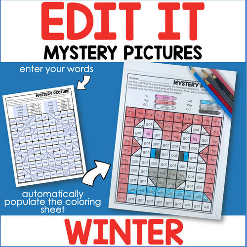 Color By Code -Sight Word Mystery Picture Winter, Spring, Summer & Fall Bundle | Printable Classroom Resource | Differentiated Kindergarten