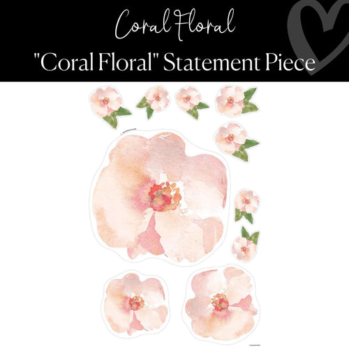 Coral Floral Classroom Decor Coral Floral Statement Piece  by ULitho