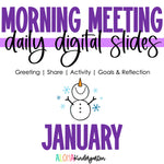 Morning Meeting Digital Slides January by the Aloha Kindergarten