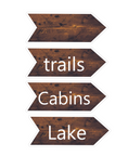 Load image into Gallery viewer, Directional Wooden Arrow Cutout Happy Camper by UPRINT