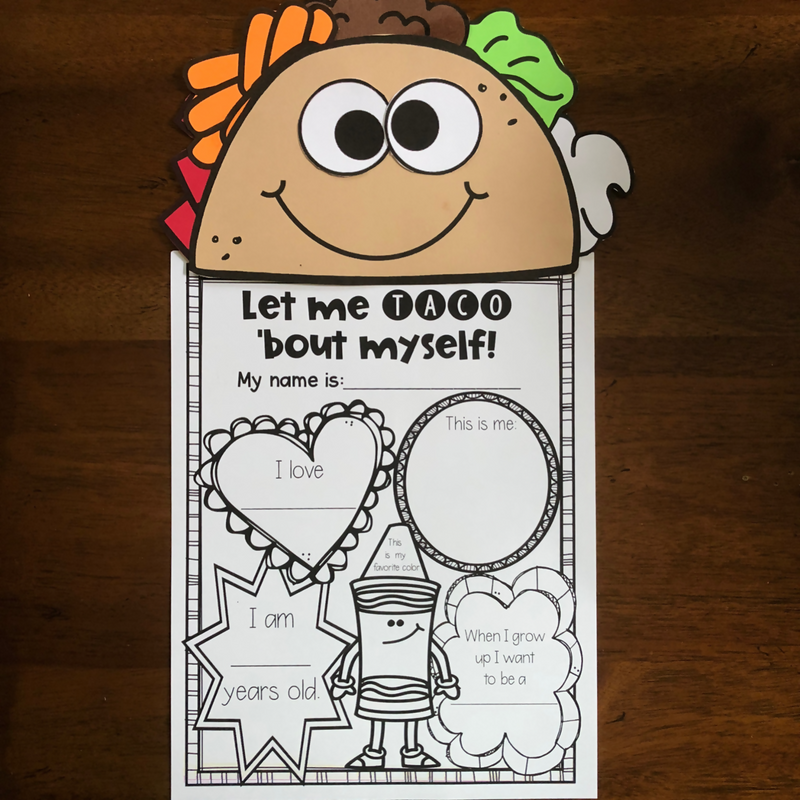 Let me TACO 'bout myself! All about me craft | Printable Classroom Resource | Keeping up with the Kinders