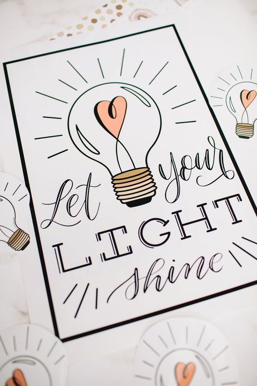 Let Your Light Shine | Classroom Poster | Boho Rainbow| Schoolgirl Style