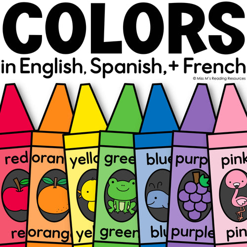 Colors in English Spanish and French by Miss M's Reading Resources