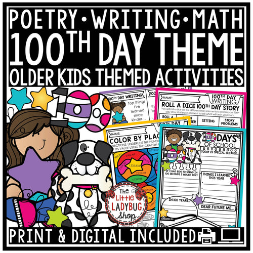 100th Day of School Activities Writing and Math 3rd 4th Grade Printable Teacher Resources by UPRINT