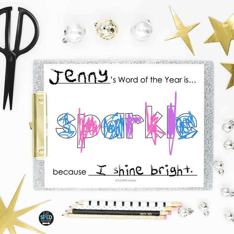 Happy New Years Word of the Year | Story Questions Activity | Special Education | Printable Teacher Resources | Full SPED Ahead