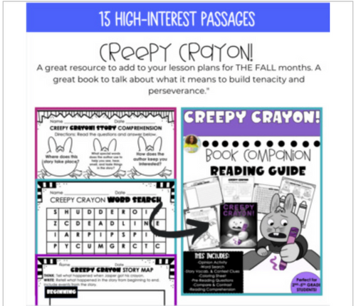 Creepy Crayon! Book Companion & Activity Guide | Printable Classroom Resource | Tales of Patty Pepper