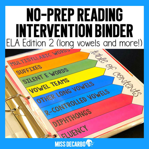 Reading Intervention Binder Phonics Level 2 | Printable Classroom Resource | Miss DeCarbo