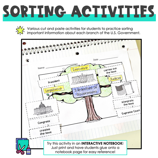 3 Branches Of Government Activity | Interactive Notebook | Google Slid ...