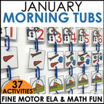 Janurary Morning Tubs Fine Motor ELA and Math Fun by Differentiantal Kindergarten Marsha McQuire