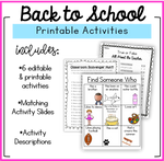 Back to School Printable Activities | Printable Classroom Resource | Mrs. Munch's Munchkins
