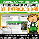 St. Patrick's Day Activities Reading Comprehension Passages Close Reading