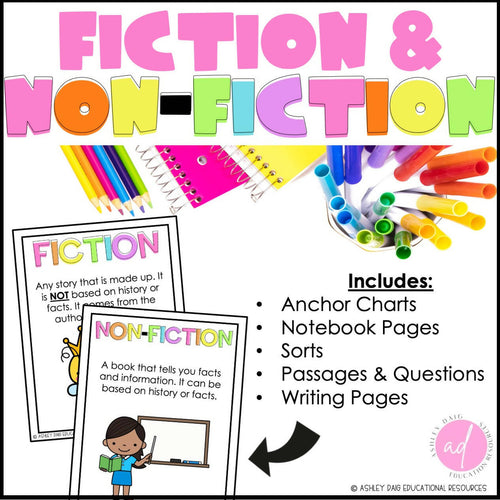 Comparing FIction and Nonfiction Sorts Anchor Charts by Ashleys Golden Apples